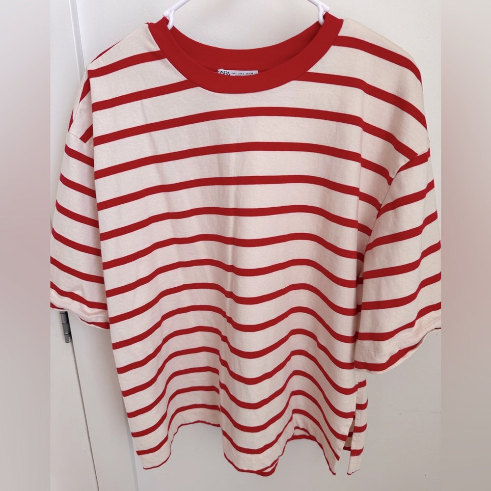 Zara oversized red striped tee